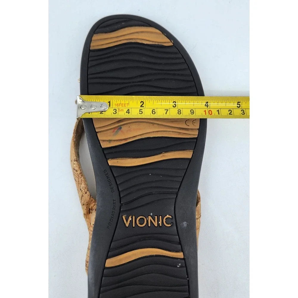 Vionic Bella II Thong Sandals Womens 10 Tan Cork‎ Orthotic Bow Flip Flops